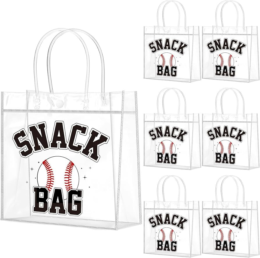 Wesnoy 20 Pcs Baseball Snack Bags with Handles Reusable Baseball Goodie Bags for Candy Birthday P... | Amazon (US)