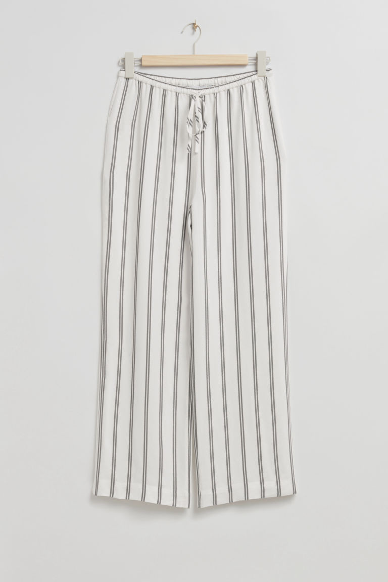 H & M - Relaxed-Fit Straight Drawstring Trousers - White | H&M (UK, MY, IN, SG, PH, TW, HK)
