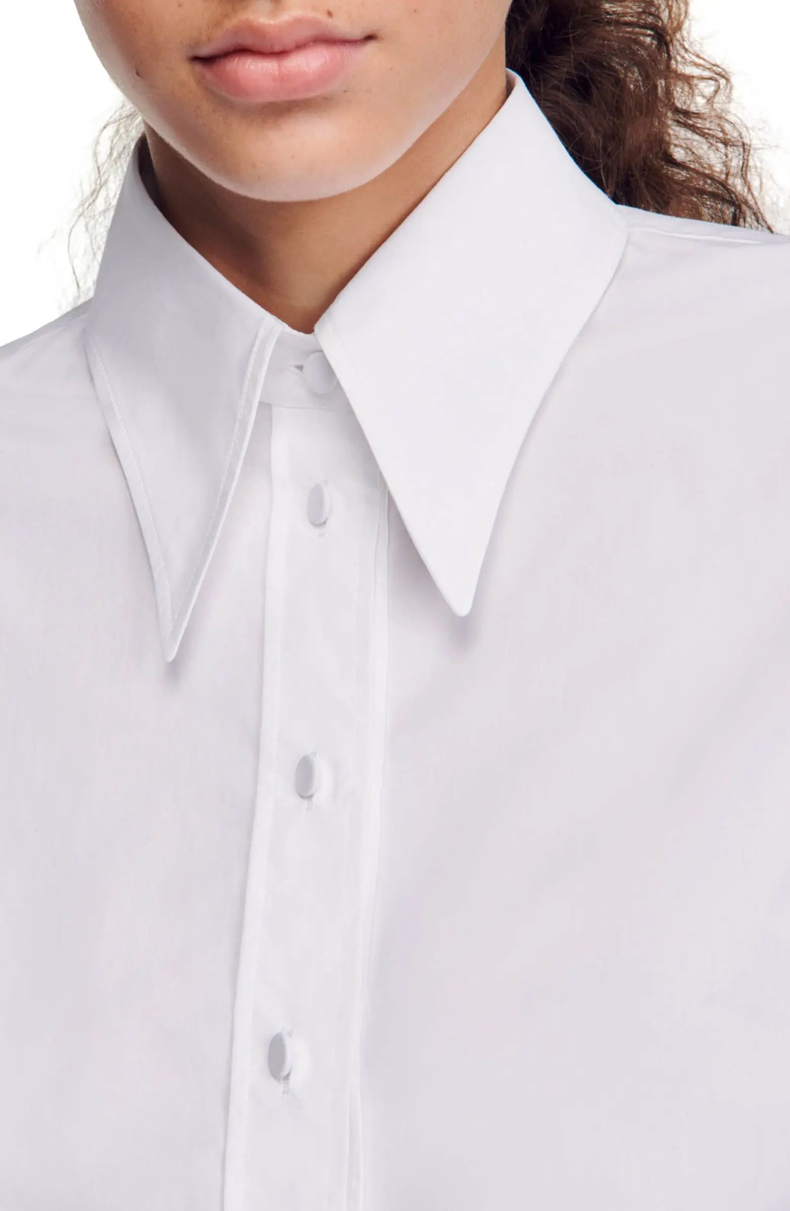 Gourmandise Long Sleeve Poplin Cotton Button-Up Shirt | Nordstrom