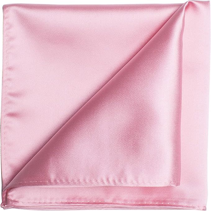 KissTies 1PC/6PCS Satin Pocket Square Wedding Party Solid Handkerchief + Gift Box | Amazon (US)