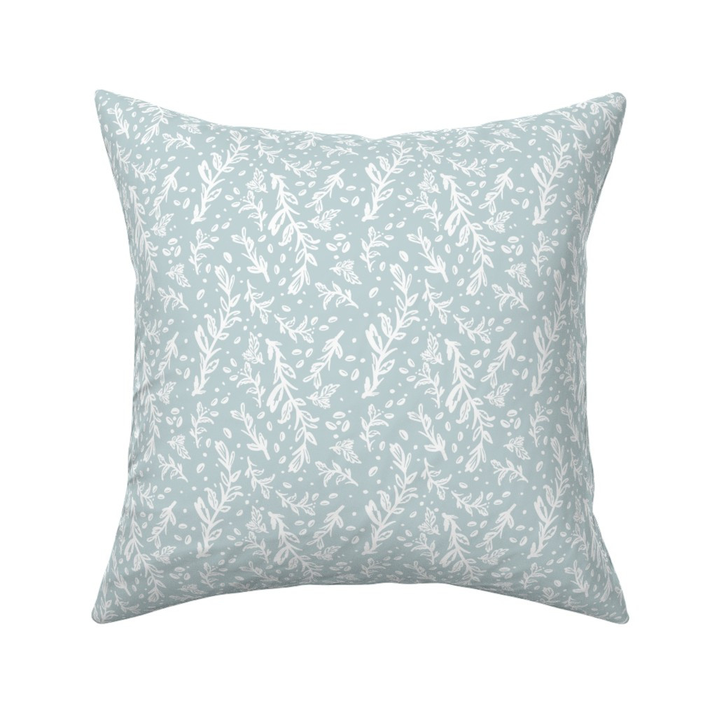 Floral Spring twigs white on blue Throw Pillow | Spoonflower | Spoonflower