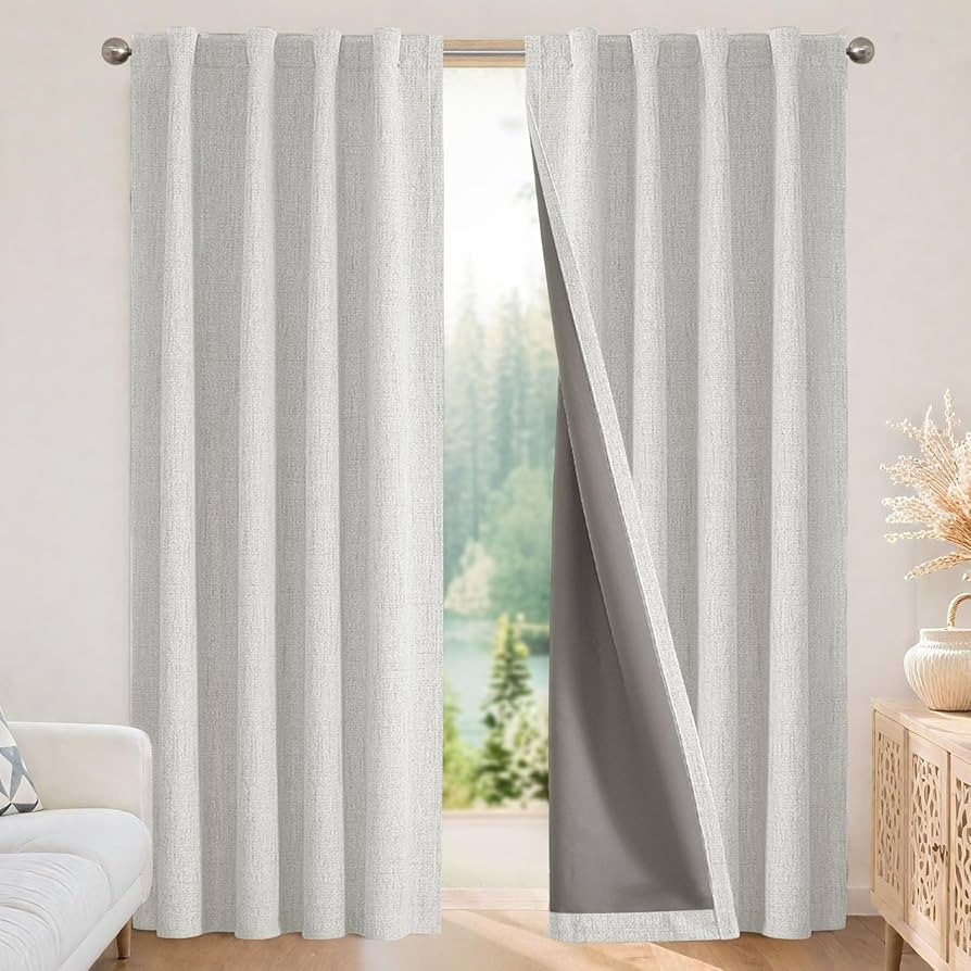 Joydeco Blackout Curtains for Bedroom - 84 Inch Long 100% Light Blocking 2 Panels Set White Drape... | Amazon (US)
