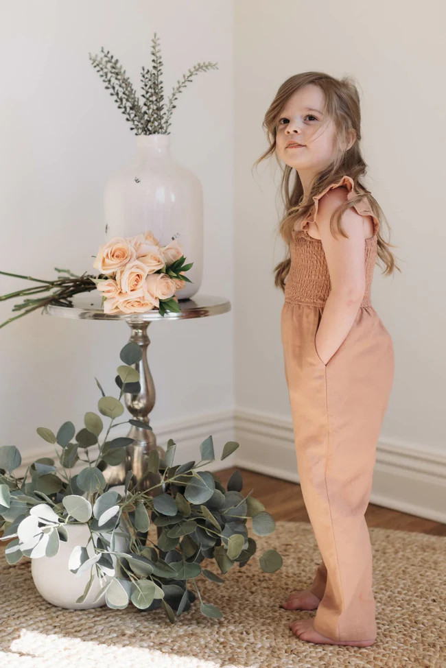 Perfectly Poised Terracotta Girls Jumpsuit | Pink Lily