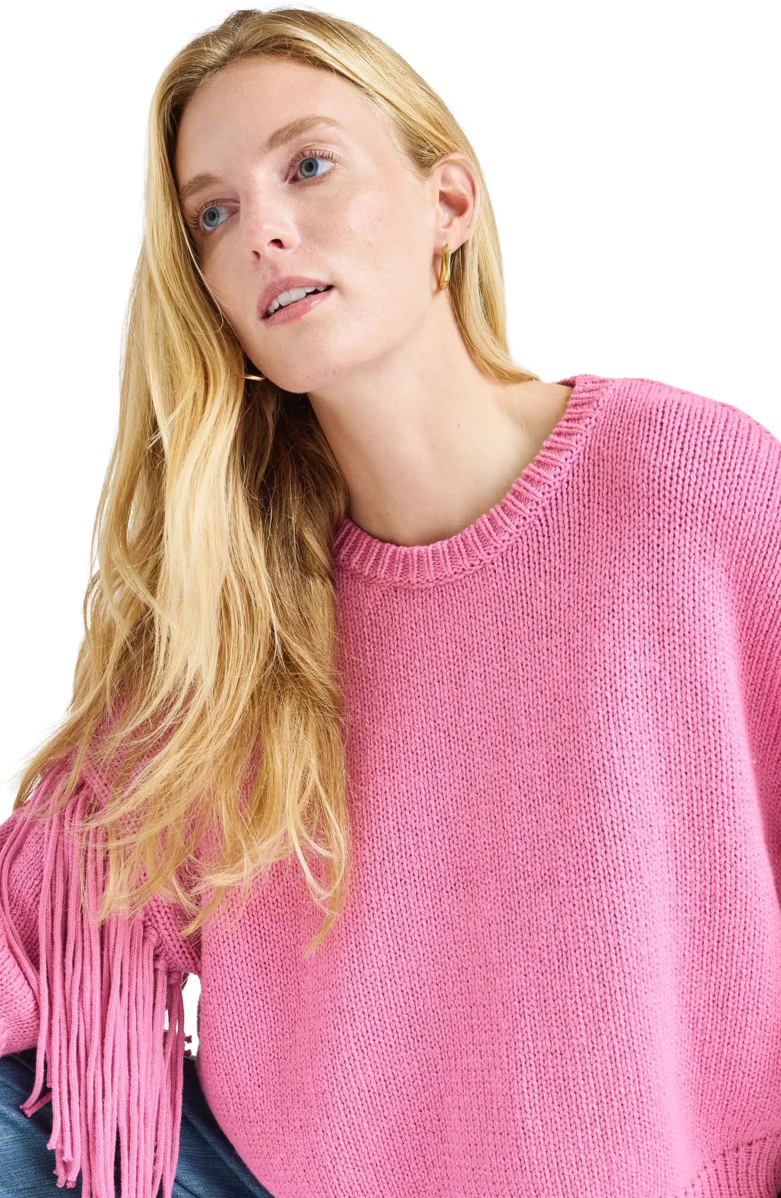 Savina Fringe Sleeve Cotton Sweater | Nordstrom
