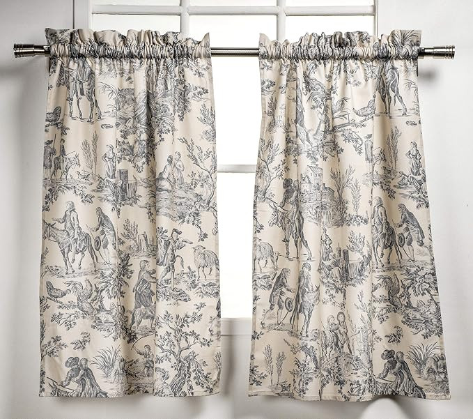 Maison d' Hermine Miller - Paloma Grey 100% Cotton Set of 3 Kitchen Window Curtain for Cafe Kitch... | Amazon (US)