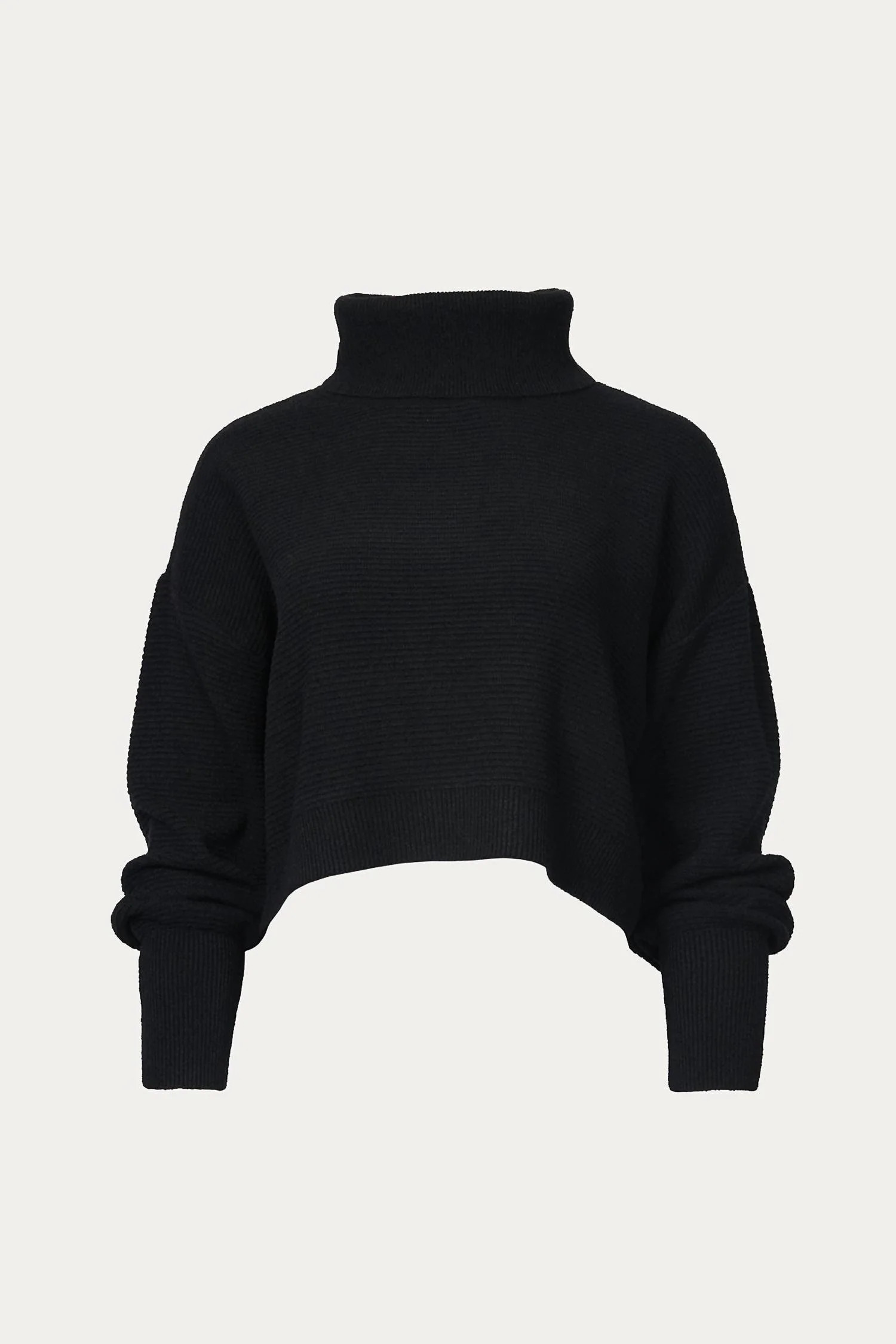 Slouchy Cropped Turtleneck Sweater In Black | Shop Simon