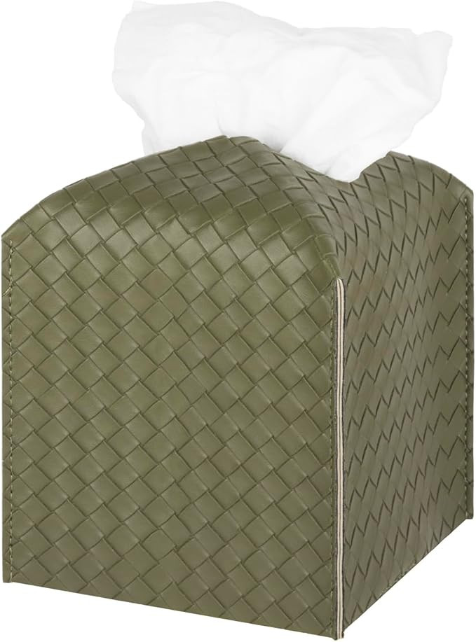 Tissue Box Cover PU Leather Tissue Holder Square Facial Tissue Case Facial Paper Organizer Dispen... | Amazon (US)