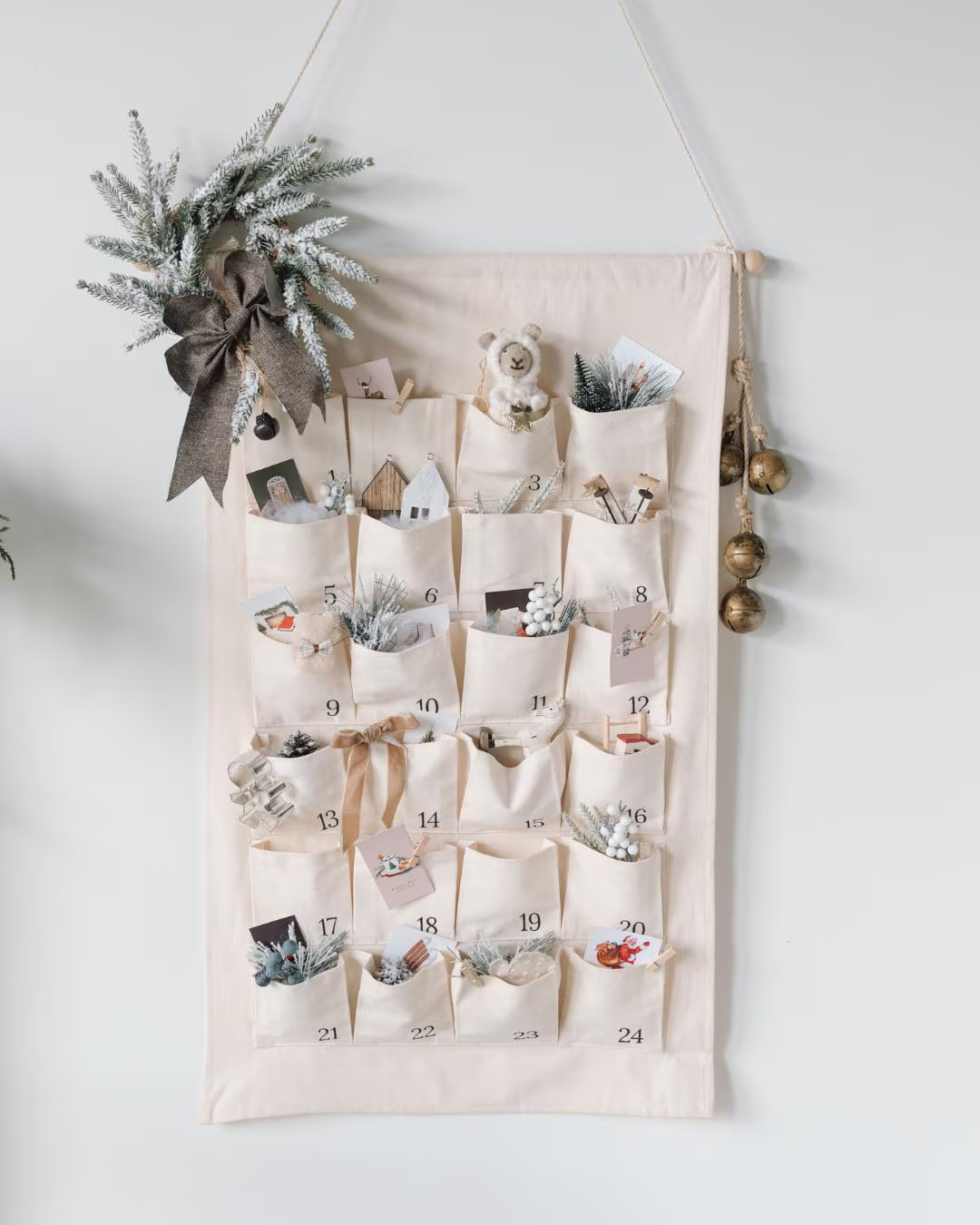 Personalized Embroidered Canvas Fabric Advent Calendar: Large Linen Wall Hanging With Big Pockets... | Etsy (US)