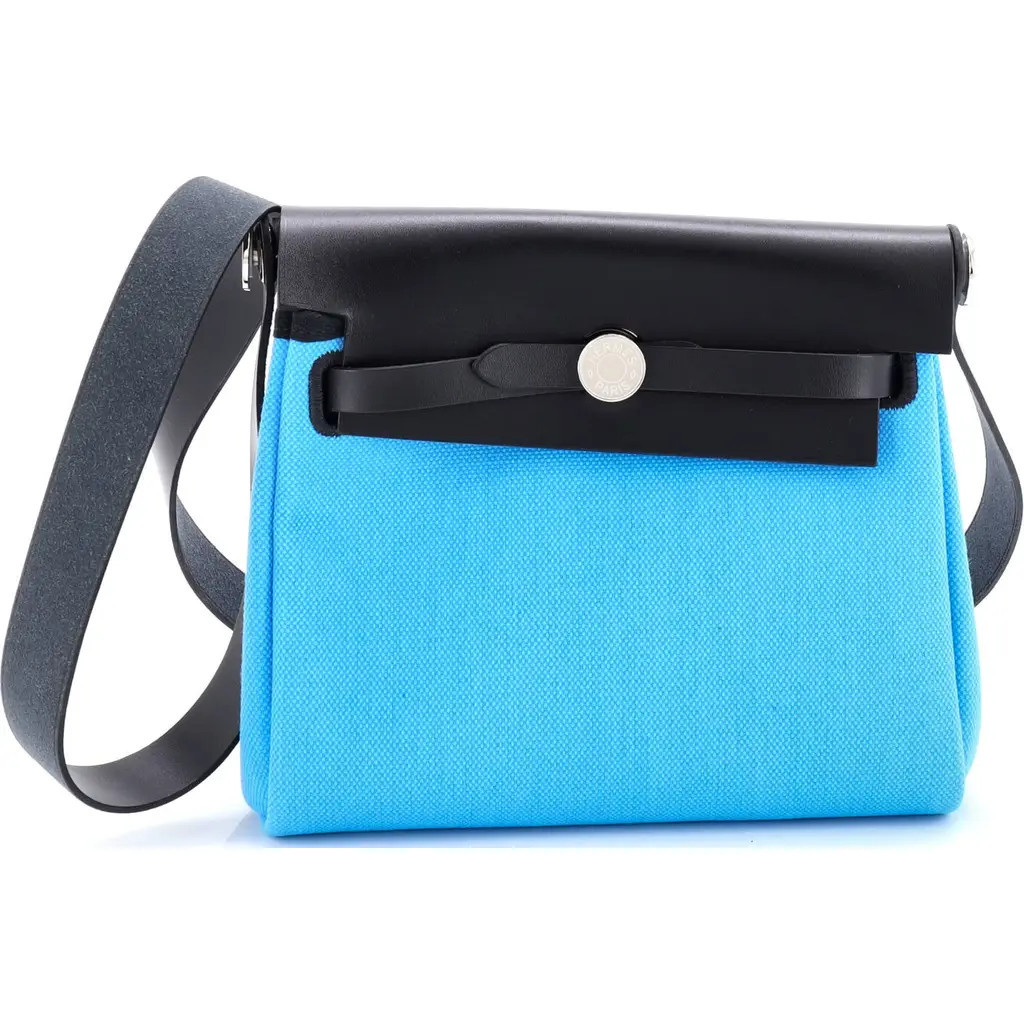 Pre-Owned Hermes Herbag Zip Toile and Leather 20 in Bleu Riviera at Nordstrom, Size X-Small | Nordstrom