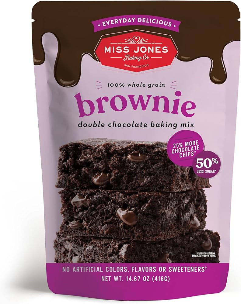 Miss Jones Baking Brownie Mix - Whole Grains, More Chocolate Chips, Guilt Free Brownie Mix, Natur... | Amazon (US)