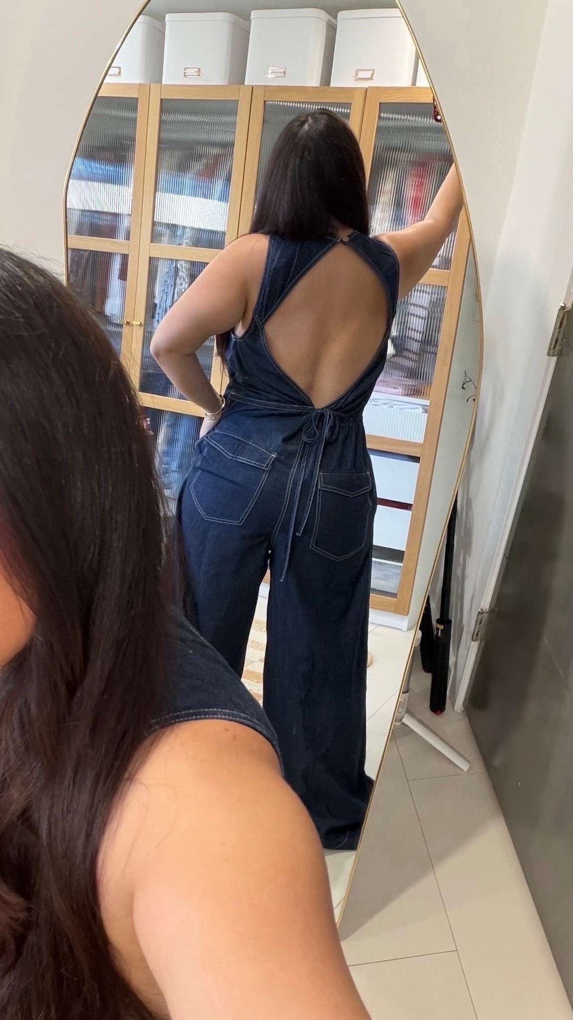 The back of this jumpsuit is EVERYTHING!  Wearing size L




#LTKMidsize #LTKootd #LTKmomlife