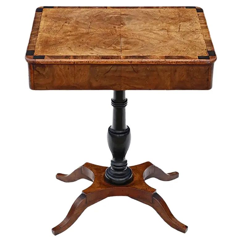 Antique Crossbanded Walnut Side Table | Chairish