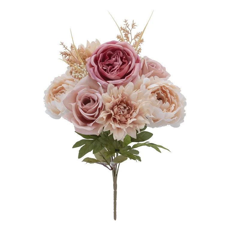 18-inch Artificial Silk Pink Rose & Peony Mixed Fall Bouquet, for Indoor Use, by Mainstays | Walmart (US)