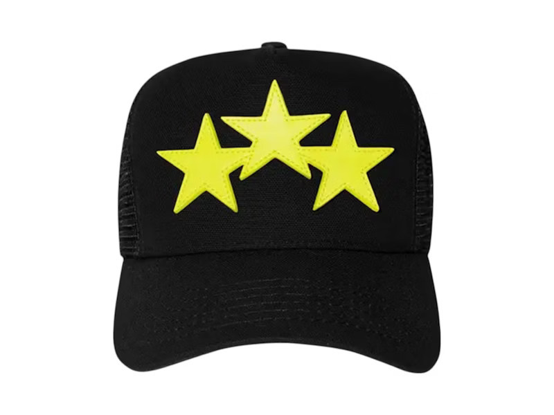 Men's AMIRI Three Star Trucker Hat in Black/Lime | StockX
