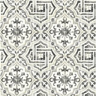 Chesapeake Sonoma Black Spanish Tile Paper Pre-Pasted Wallpaper Roll (Covers 56.4 Sq. Ft.) 3117-1... | The Home Depot