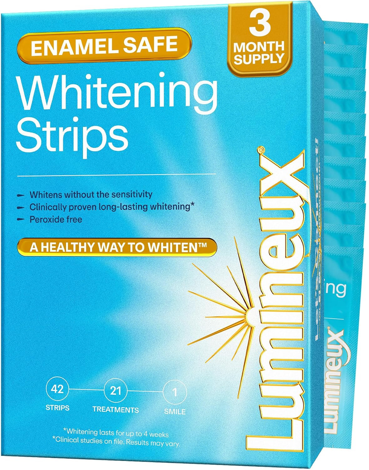 Lumineux Teeth Whitening Strips 21 Treatments – Peroxide Free - Enamel Safe for Whiter Teeth - Whitening Without The Sensitivity - Dentist Formulated - Sensitivity | Amazon (US)
