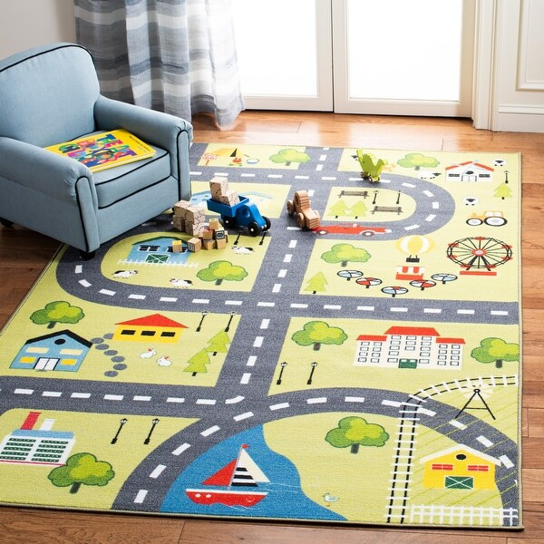 Safavieh Kids Playhouse Fazlie Neighborhood Rug - Green/Charcoal - 5'5" X 7'7" | Bed Bath & Beyond