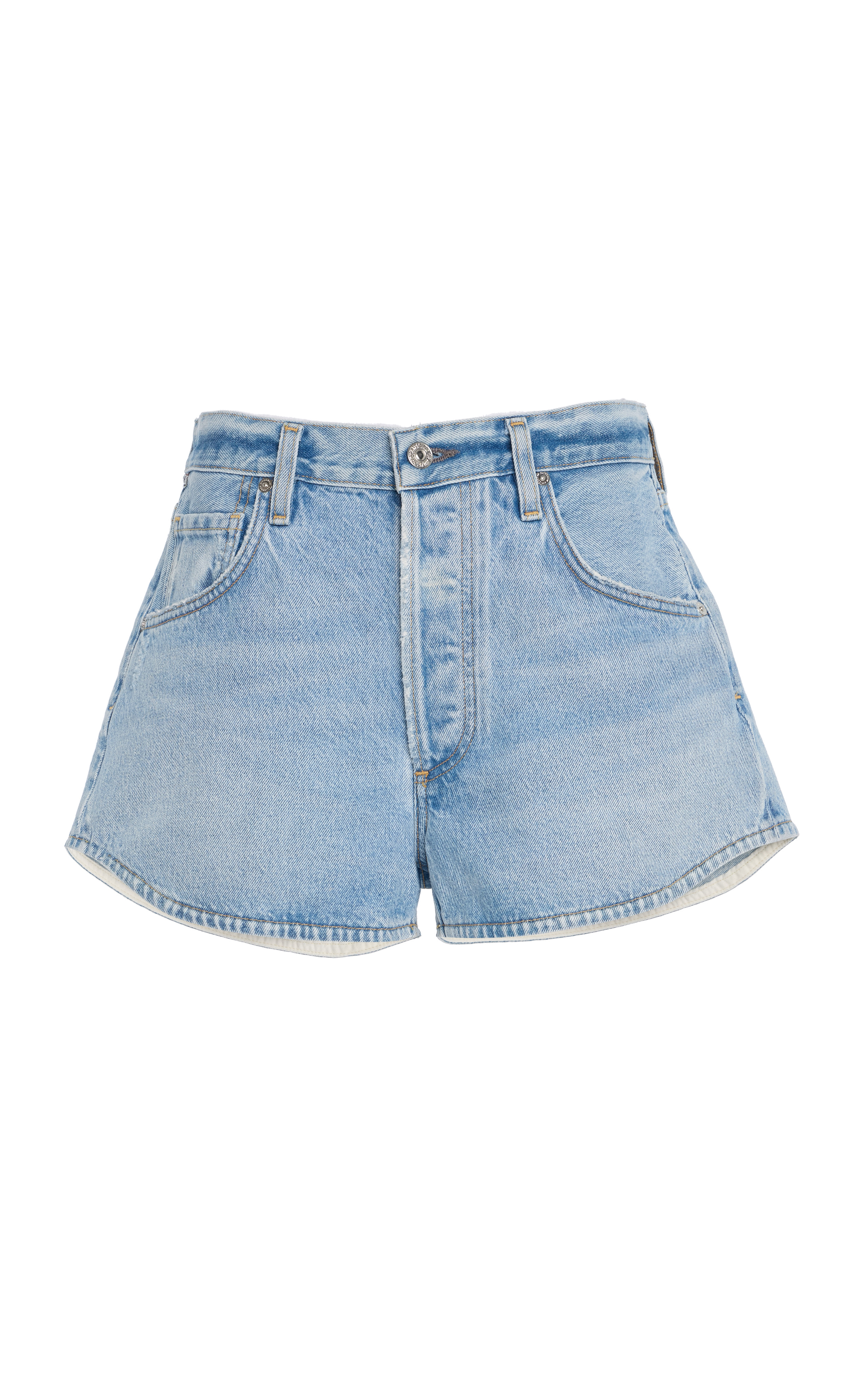 Abita Curved-Hem Denim Shorts | Moda Operandi (Global)