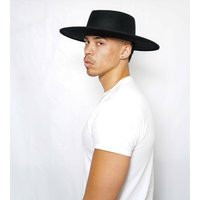 Black Wide Brim Fedora Boater Hat | Etsy (US)