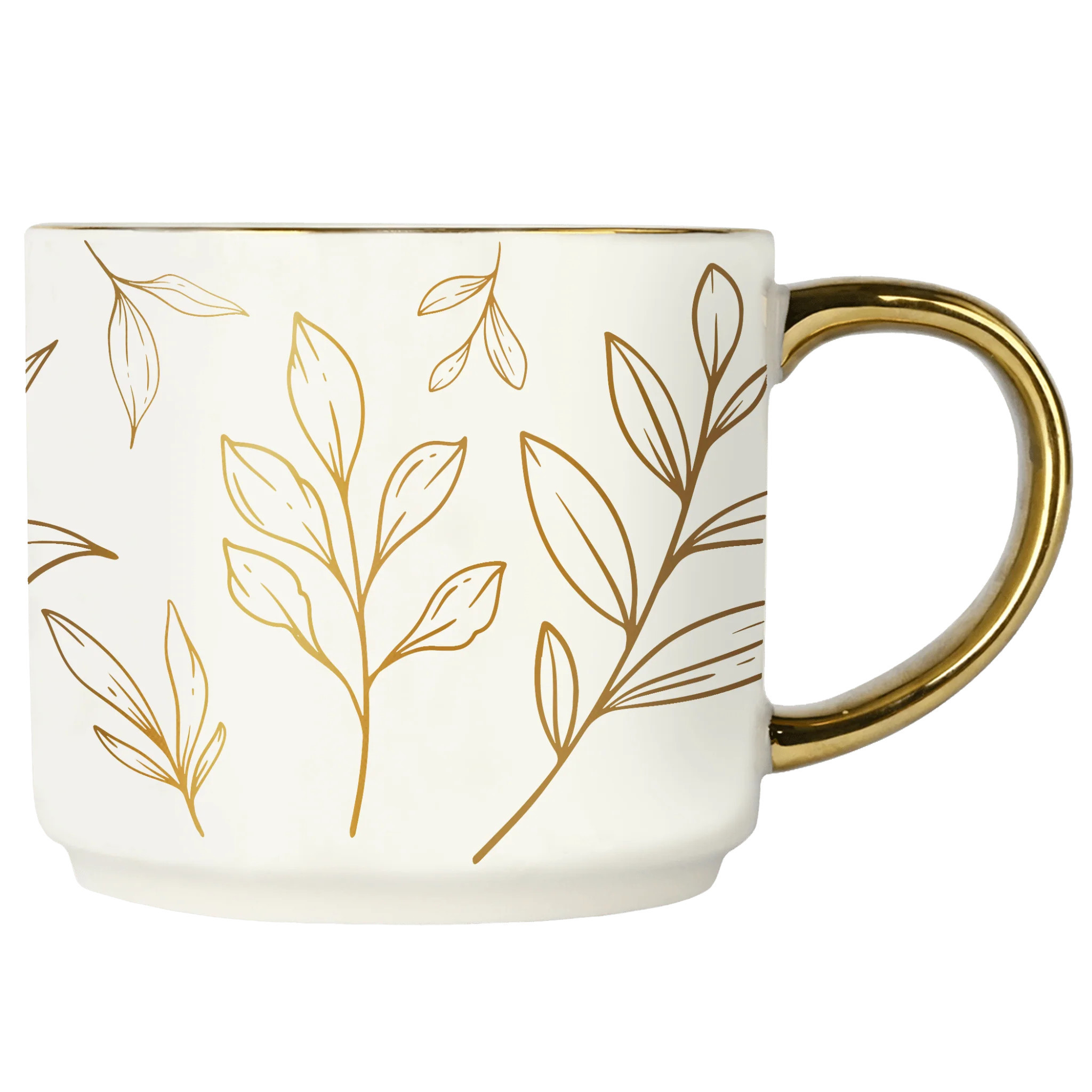 Gold Leaves 14oz. Gold Handle Coffee Mug | Sweet Water Decor, LLC