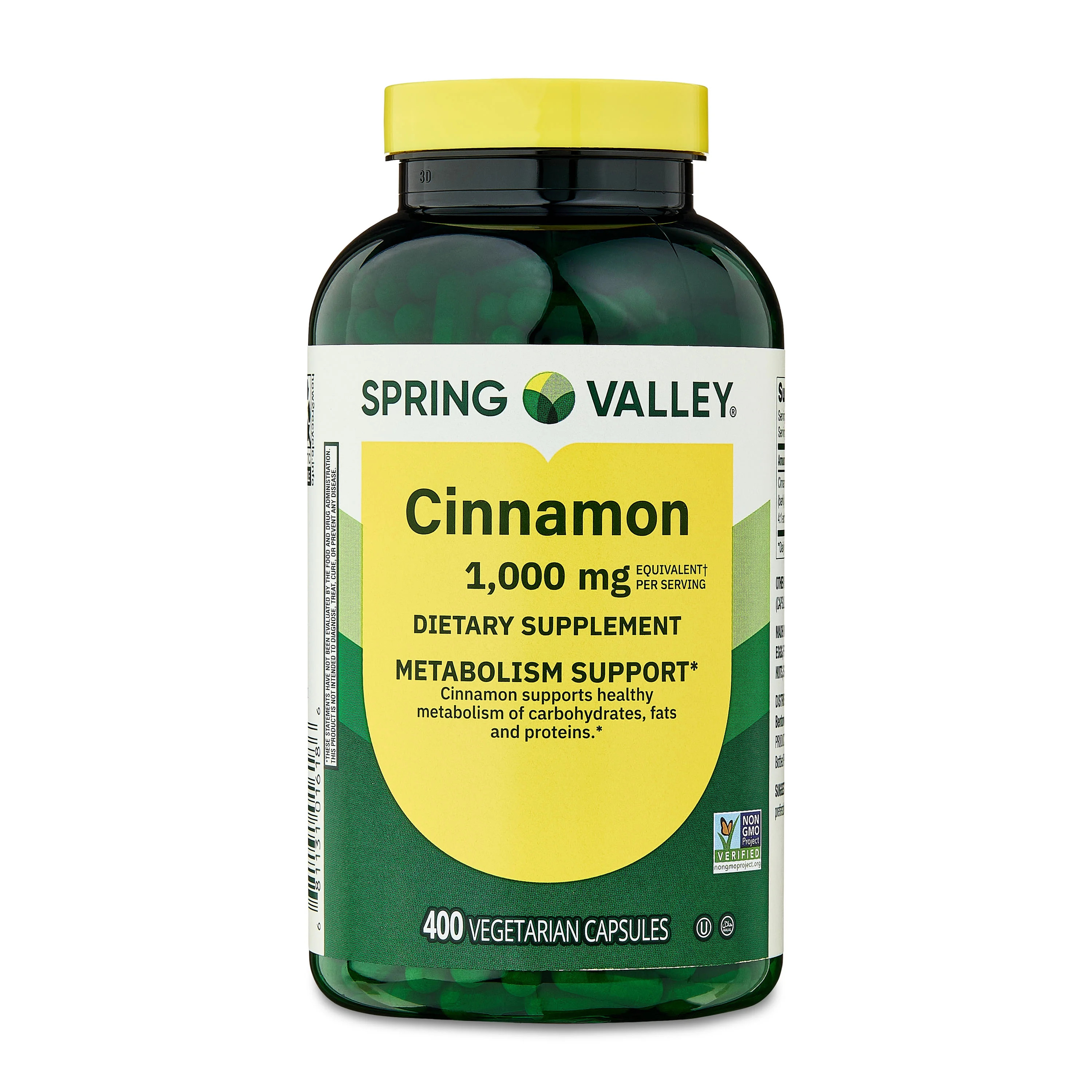 Spring Valley Cinnamon Dietary Supplement Vegetarian Capsules for Metabolism Support, 1000 mg, 40... | Walmart (US)