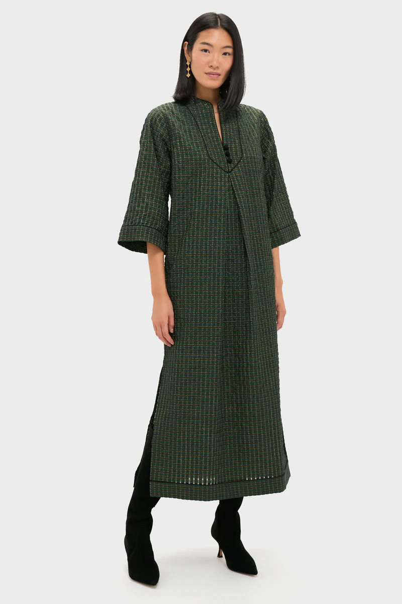 Metallic Green Plaid Indy Maxi Dress | Tuckernuck (US)