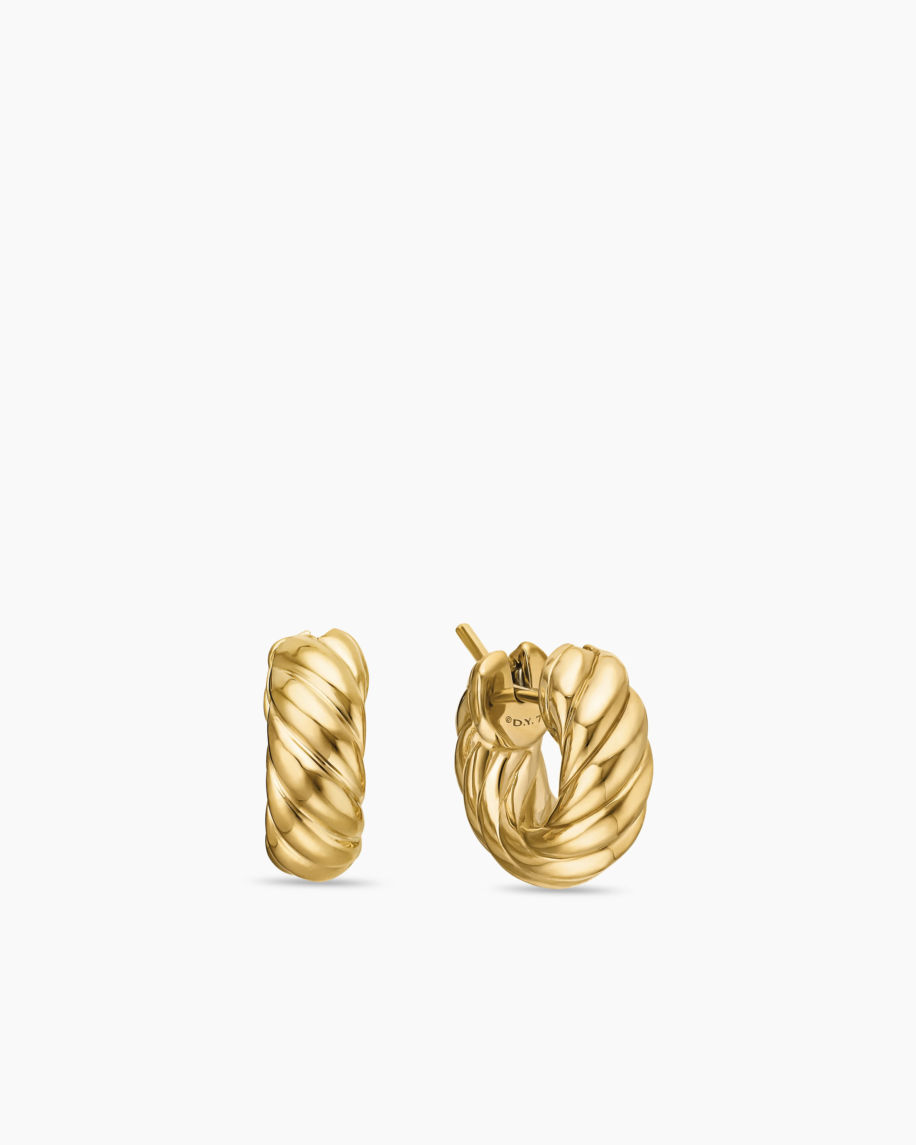 David Yurman Canada | Sculpted Cable Hoop Earrings in 18K Yellow Gold, 14.4mm | David Yurman