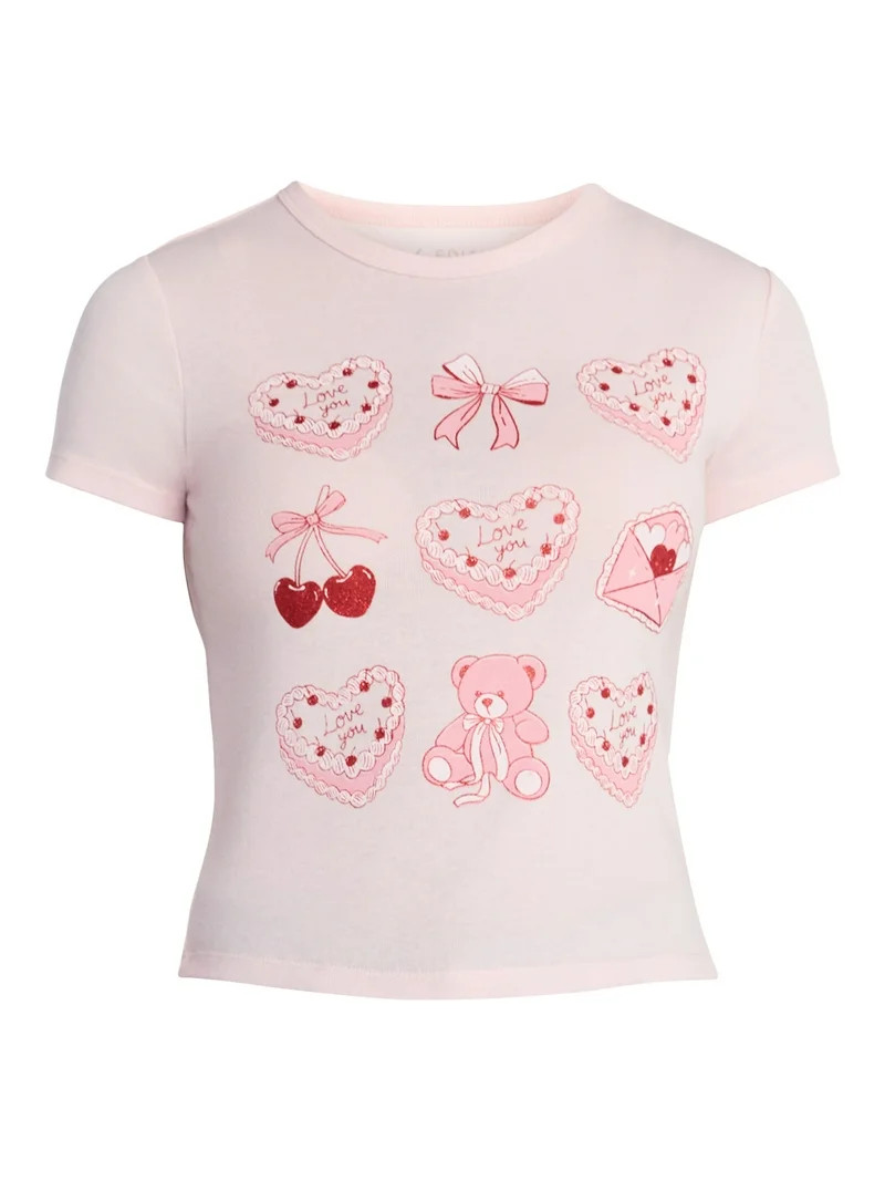 Valentine's Day Women’s Classic Cake Graphic Tee with Short Sleeves, Sizes XXS-XXL | Walmart (US)