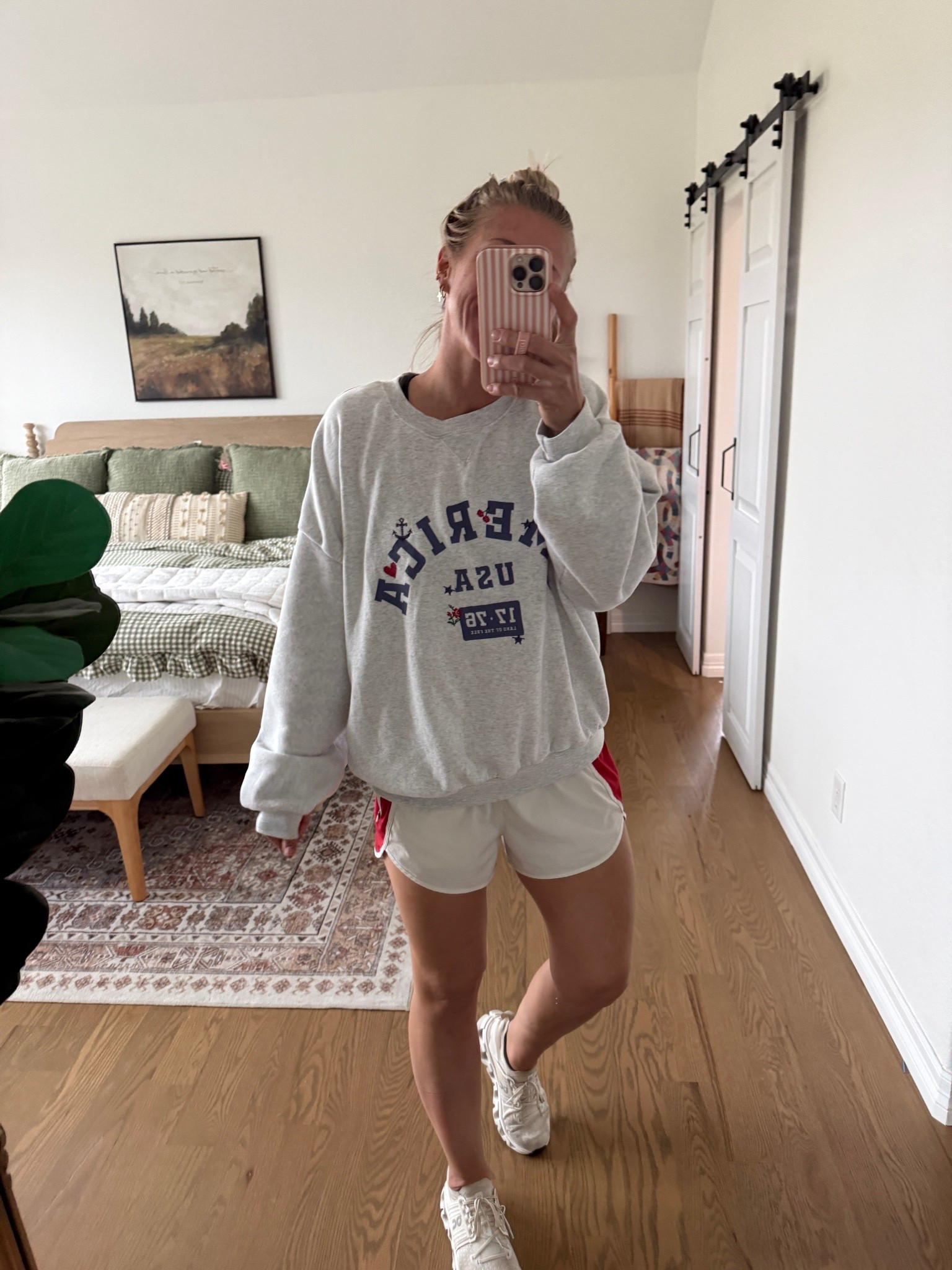 Wearing XL in this America sweatshirt from Target!!