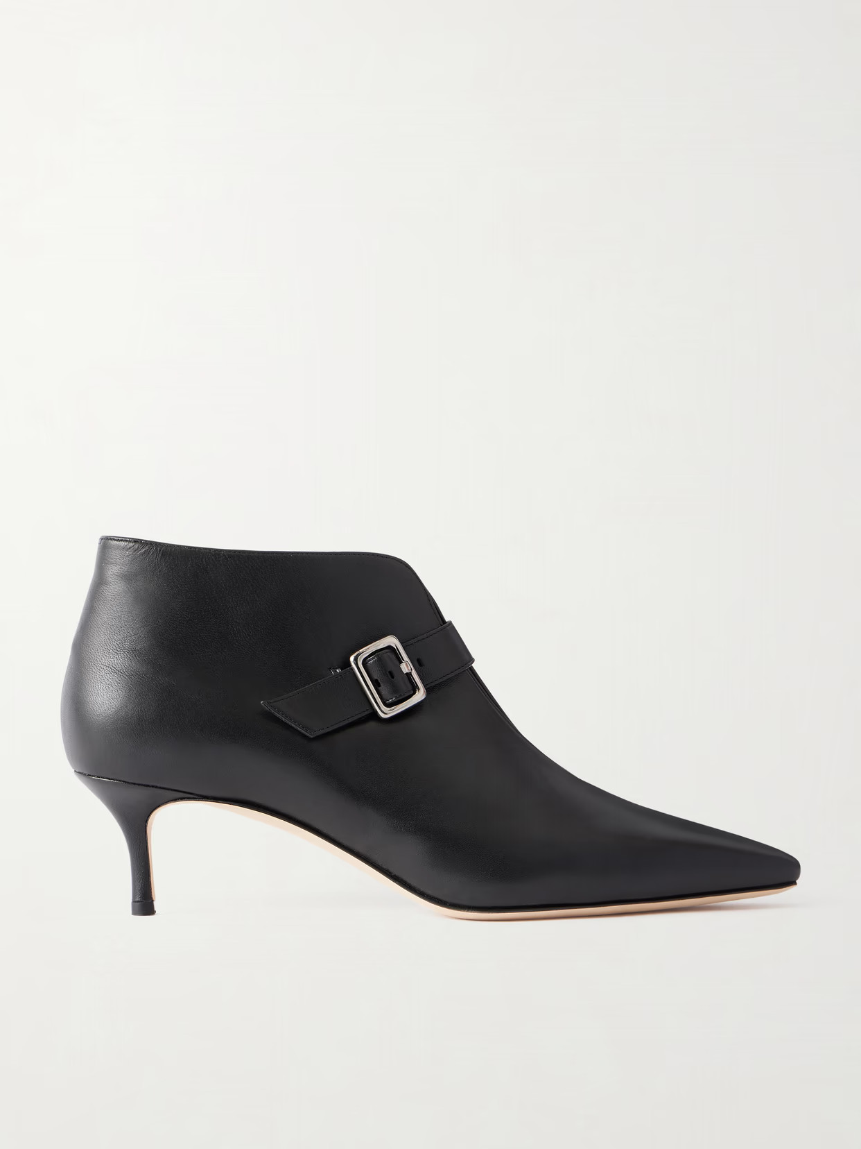Manolo Blahnik - Mendiola 50 Buckled Leather Ankle Boots - Black | NET-A-PORTER (US)