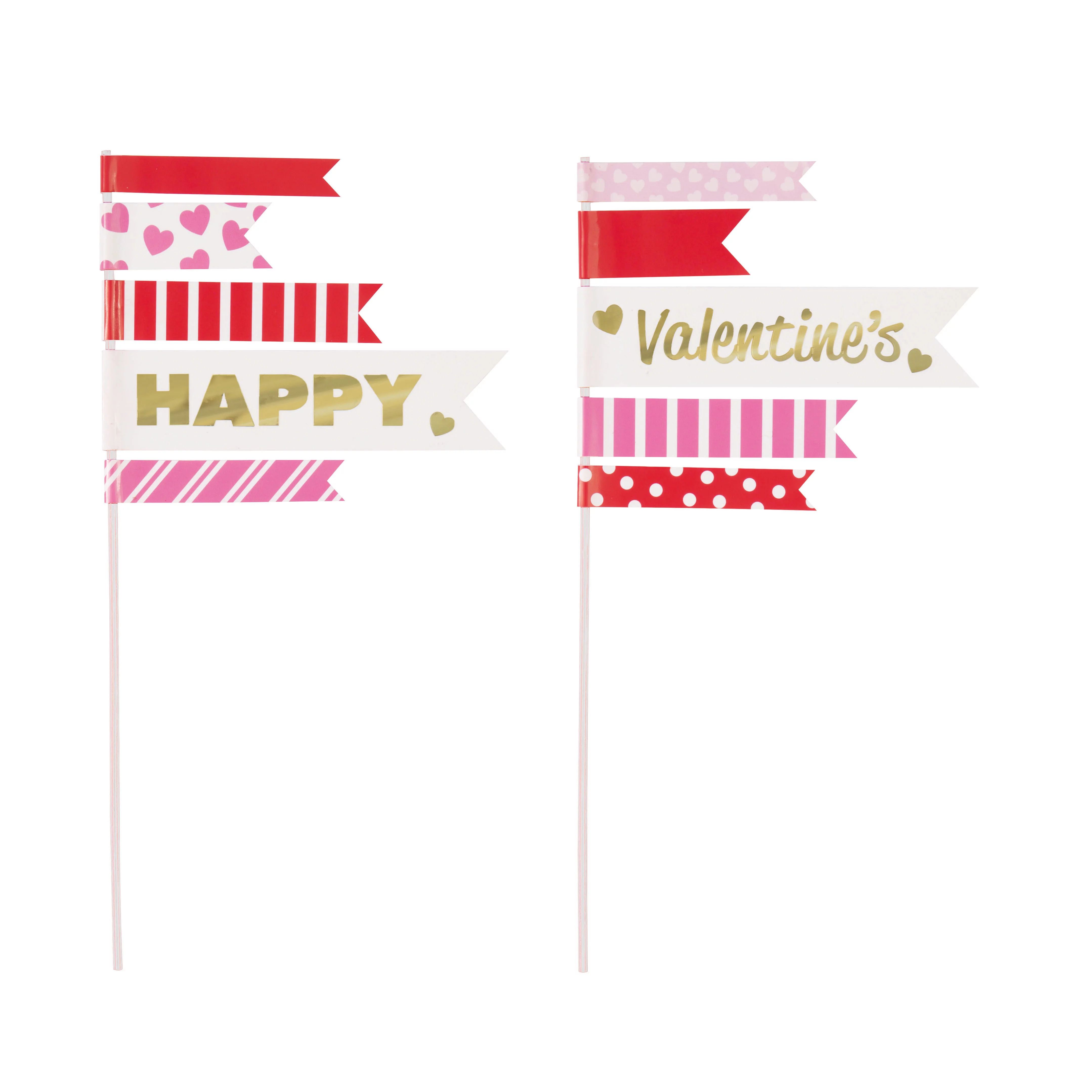 Pennant Flag Valentine's Day Cake Toppers, 2ct - Walmart.com | Walmart (US)