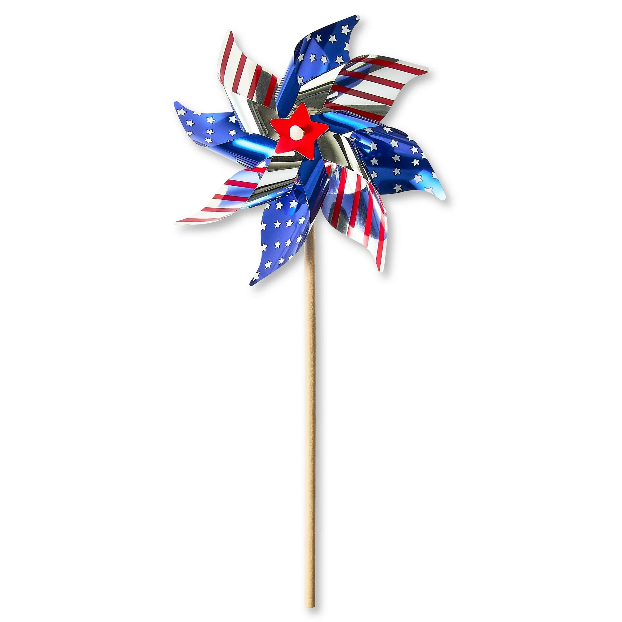 Patriotic 14-in Small Pinwheel, Plastic & Wood, Red, White & Blue color, Way to Celebrate | Walmart (US)