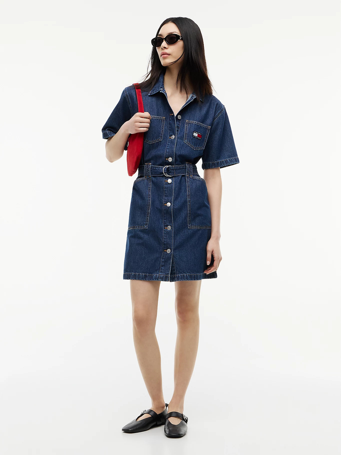 Denim Utility Short Sleeve Shirt Dress | Blue | Tommy Hilfiger | Tommy Hilfiger UK