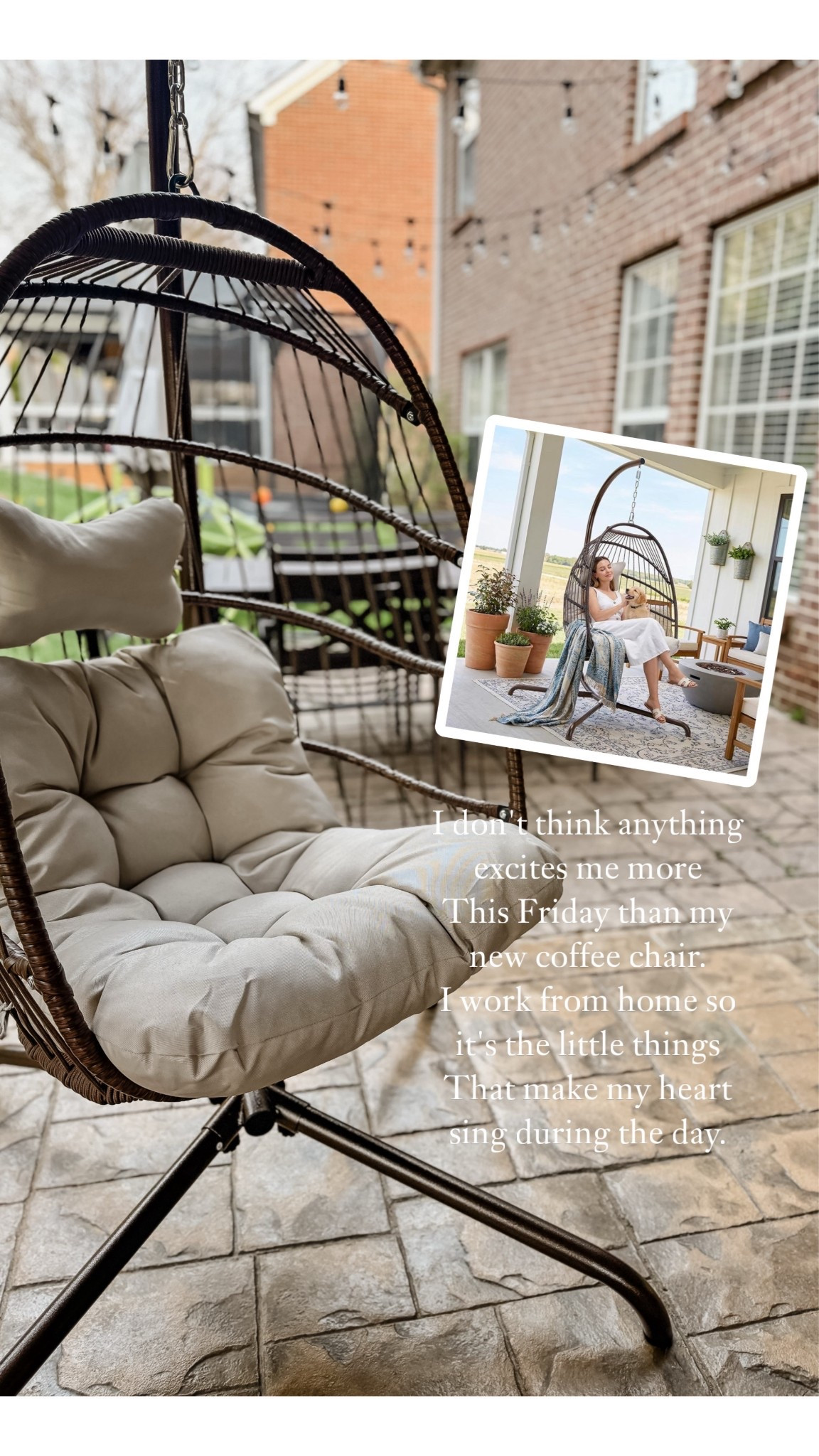 My NEW coffee chair / swing is here & she’s so comfy!! 

#LTKHome #LTKdayinmylife #LTKmomlife