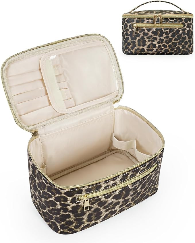 Wandering Nature Makeup Bag, Travel Make Up Organizer Cosmetic Brush Bags Case for Women in Vegan... | Amazon (US)