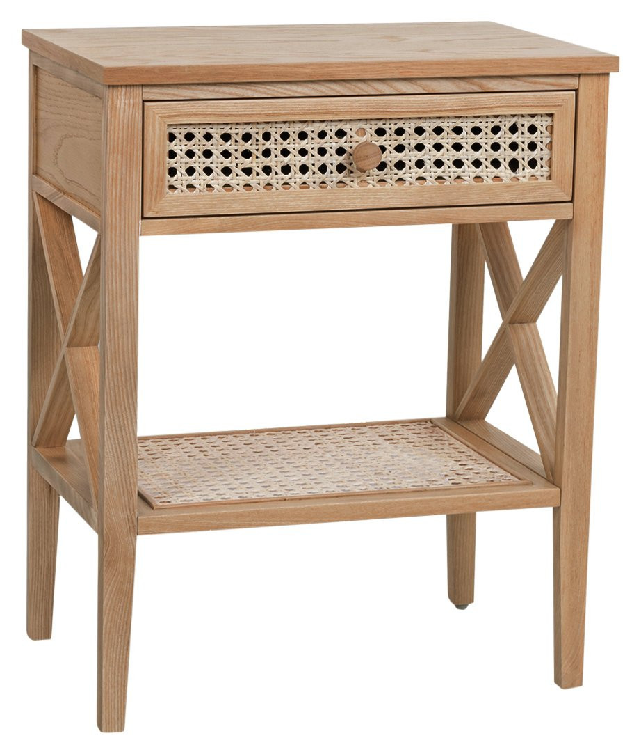Habitat Mornington Rattan 1 Drawer Bedside Table - Oak | argos.co.uk