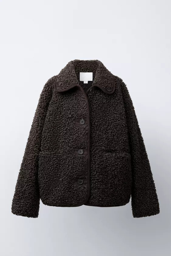 FAUX SHEARLING COAT WITH TRIMS | Zara UK