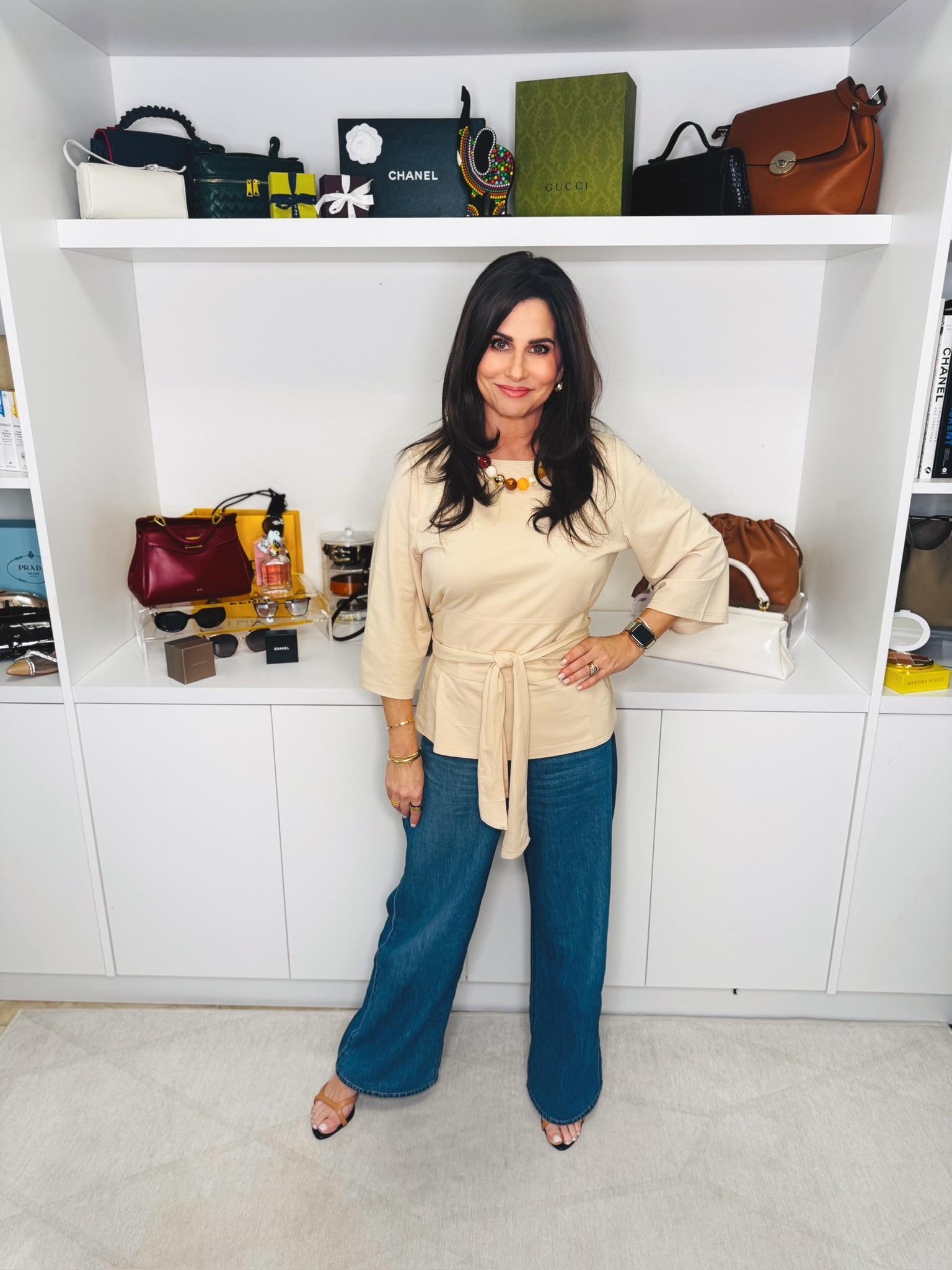 Waist Belted Blouse with Trumpet Sleeve Loose Fit Tunic 

 #LTKootd #LTKSeasonal #LTKOver40