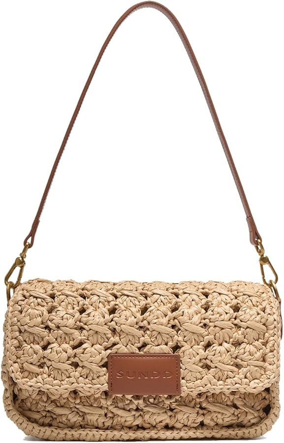 Women Raffia Woven Shoulder Bag Clutch Purses Bohemian Summer Beach Crossbody Bag Wristlet Purses... | Amazon (US)