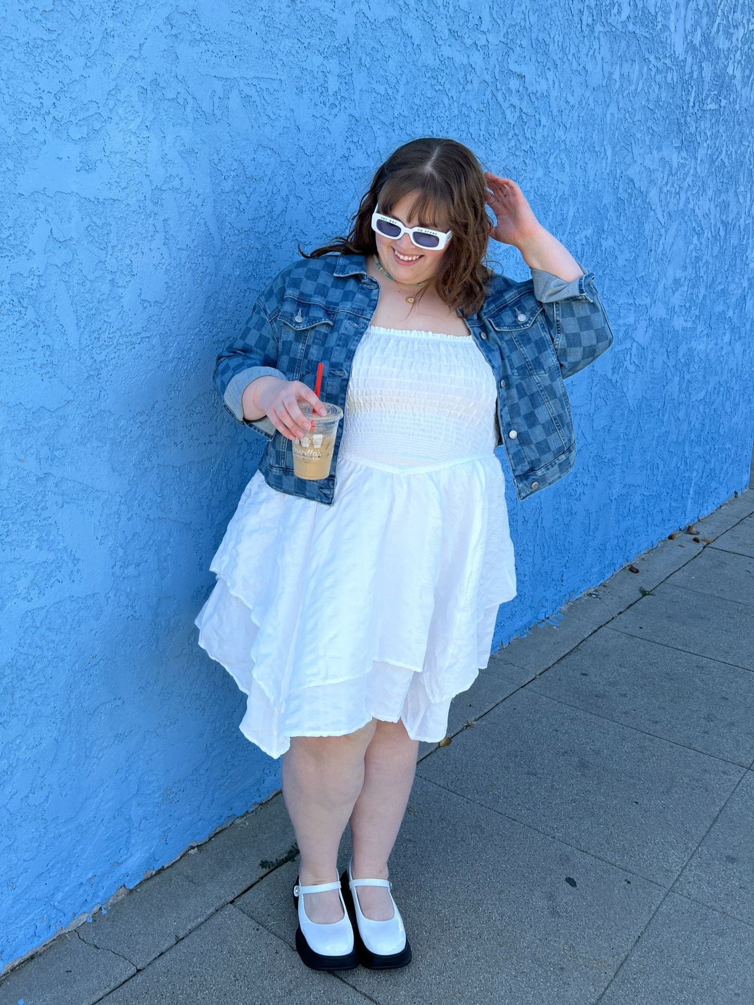 Spring to summer outfit. Plus size white dress from Target with wide width platform Mary Janes and some of my fav sunglasses 😎 

Wearing 2X in the dress. Shoes are from T1kTok Sh0p but I featured them on my acct @itsMakaylaSmith :)

#LTKMidsize #LTKPlusSize #LTKStyleTip
