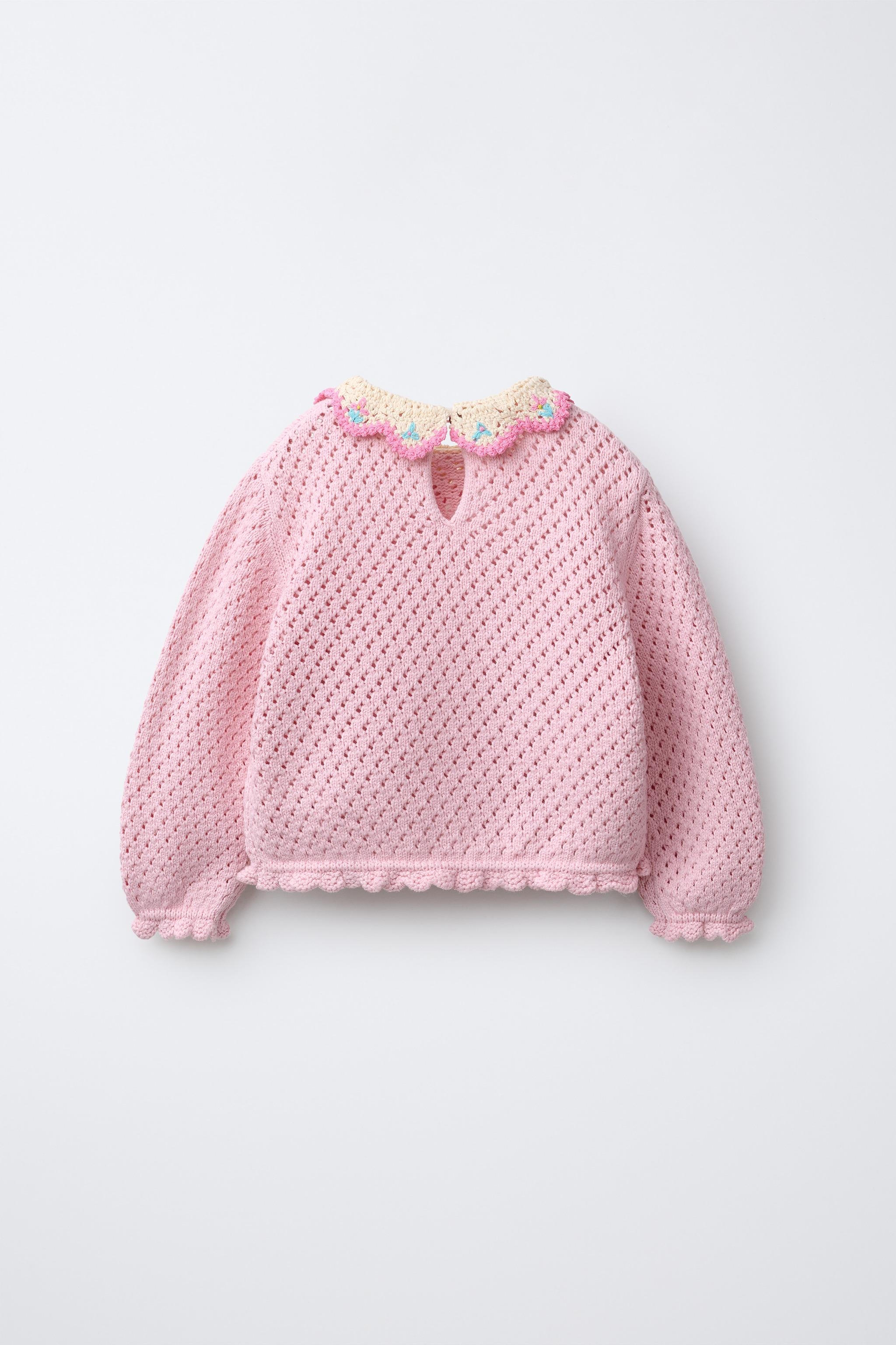 KNITTED JUMPER WITH CROCHET COLLAR | Zara UK