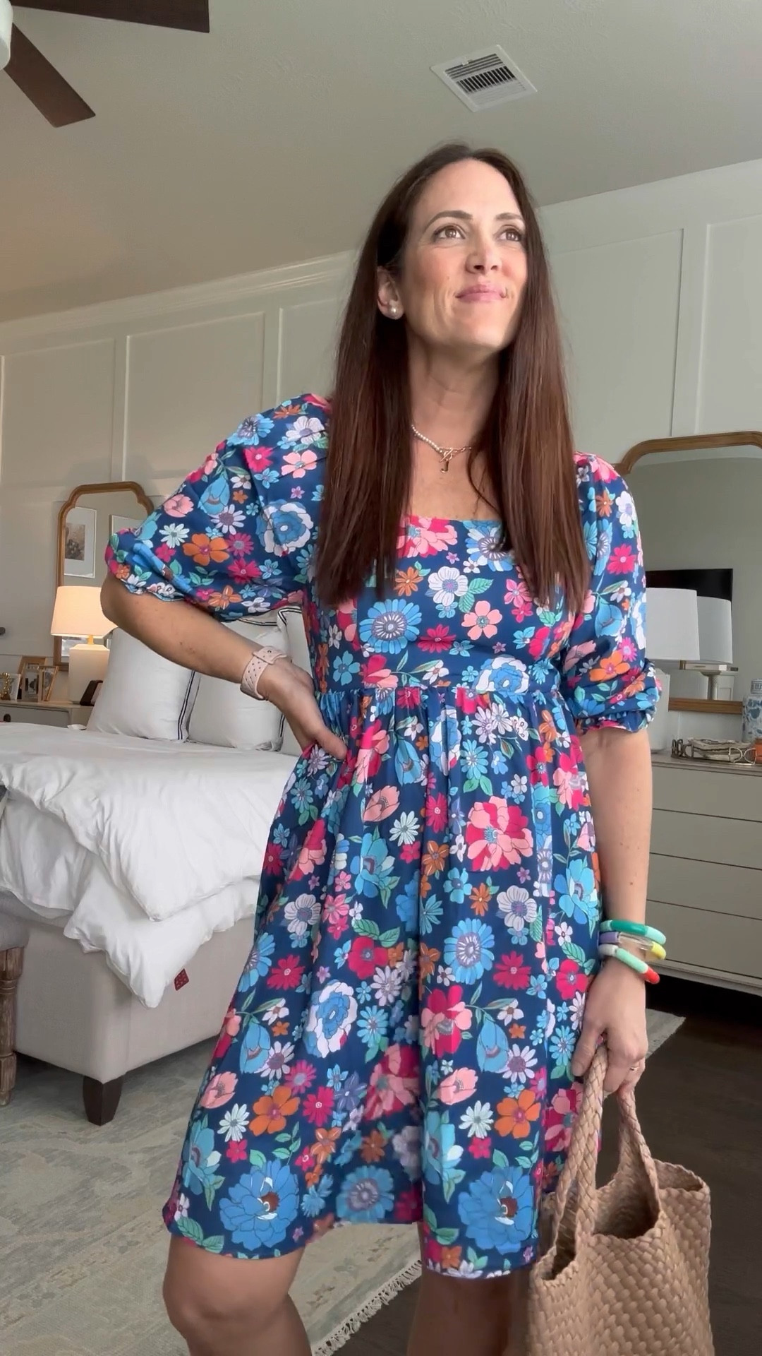 Cutest floral find from Amazon. 
TTS - in a small
Check bust sizing for help determining size since it zips up the back. A great length too. 
Bag - ❣️ New fave - woven bag trend 


#LTKstyletip #LTKSeasonal #LTKitbag