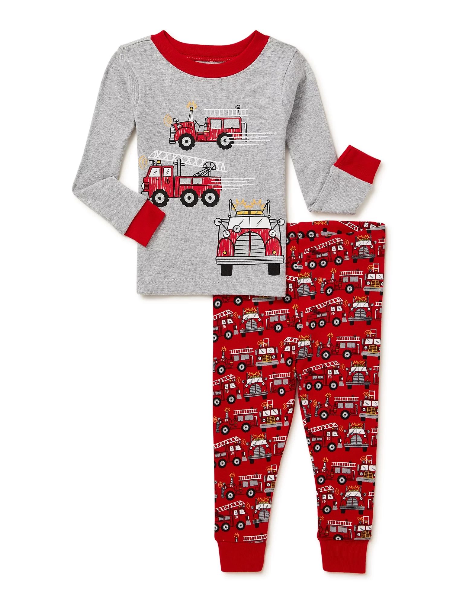 Wonder Nation Baby and Toddler Long Sleeve Pajamas Set, 2 Piece, Sizes 12M-5T - Walmart.com | Walmart (US)