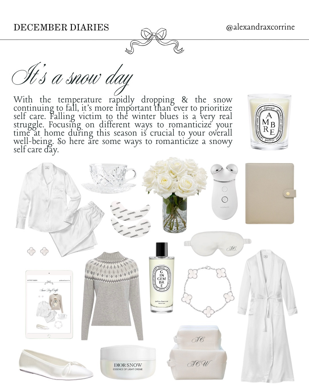 How to romanticize self care during the winter 🤍❄️

#winteraesthetic #winteressentials #homebody #moodboardaesthetic #pinterestinspo 

[ winter self care essentials, snow day, homebody lifestyle, cozy winter aesthetic, ber months, self care spa day at home, romanticizing winter, preppy chic holiday season, Pinterest mood board aesthetic ]

#LTKHoliday #LTKselfcare #LTKSeasonal