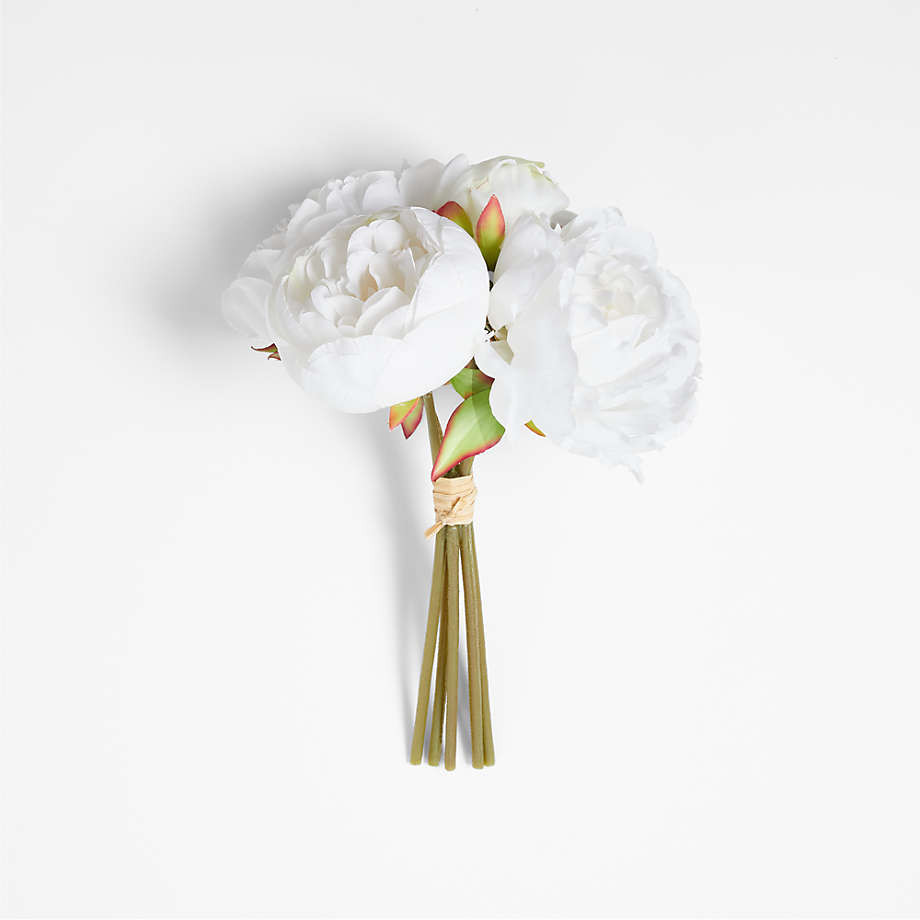 White Faux Peony Bunch, Set of 5 | Crate & Barrel | Crate & Barrel