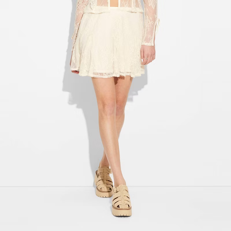 Women's Lace Godet Mini Skirt - Wild Fable™ Off-White | Target