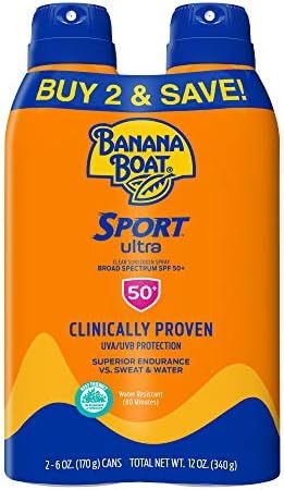 Banana Boat Sport Ultra Sunscreen Spray, Broad Spectrum, SPF 50, 6oz. - Twin Pack | Amazon (US)