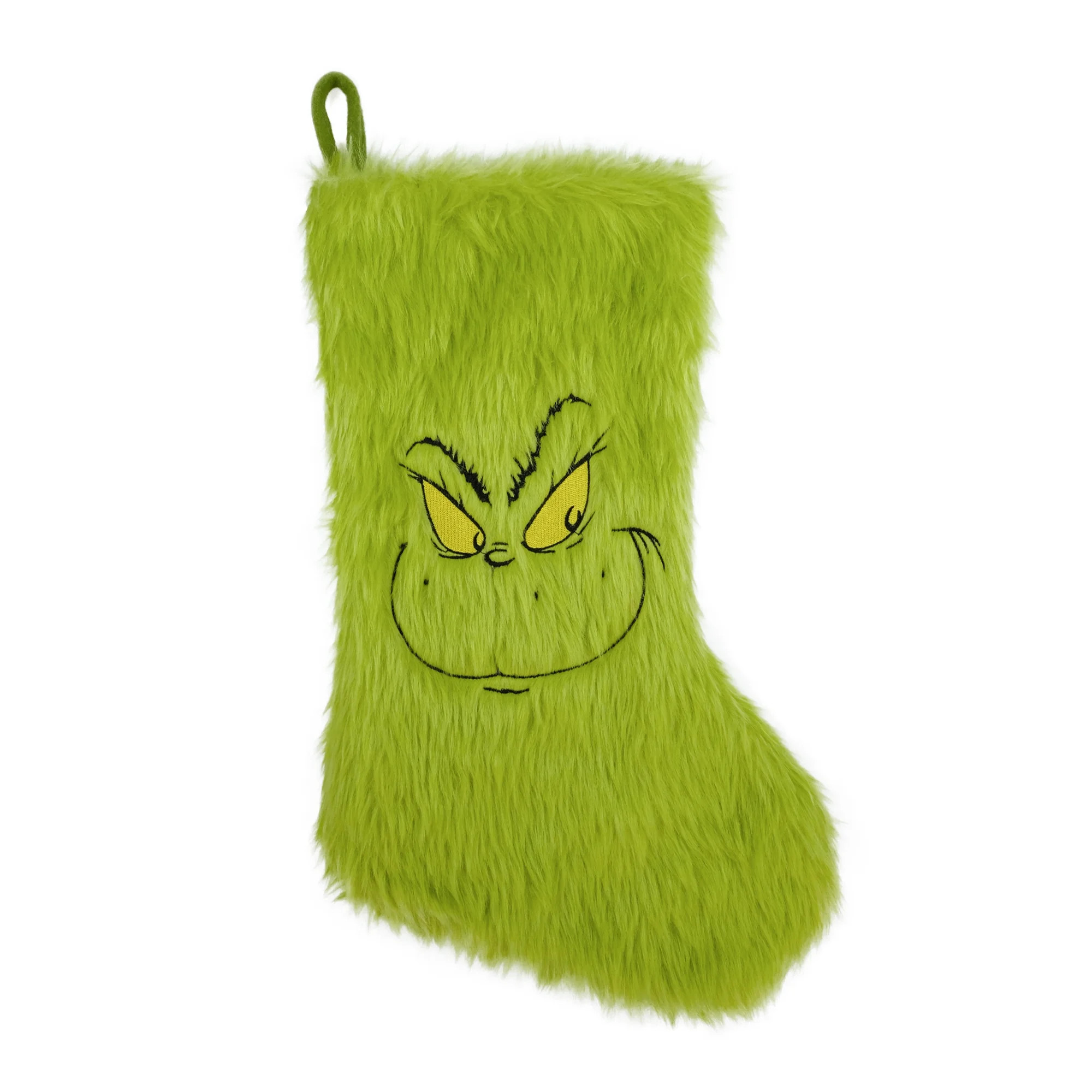 Dr. Seuss' How The Grinch Stole Christmas Furry Green Grinch Face 20 inch Stocking by Ruz | Walmart (US)