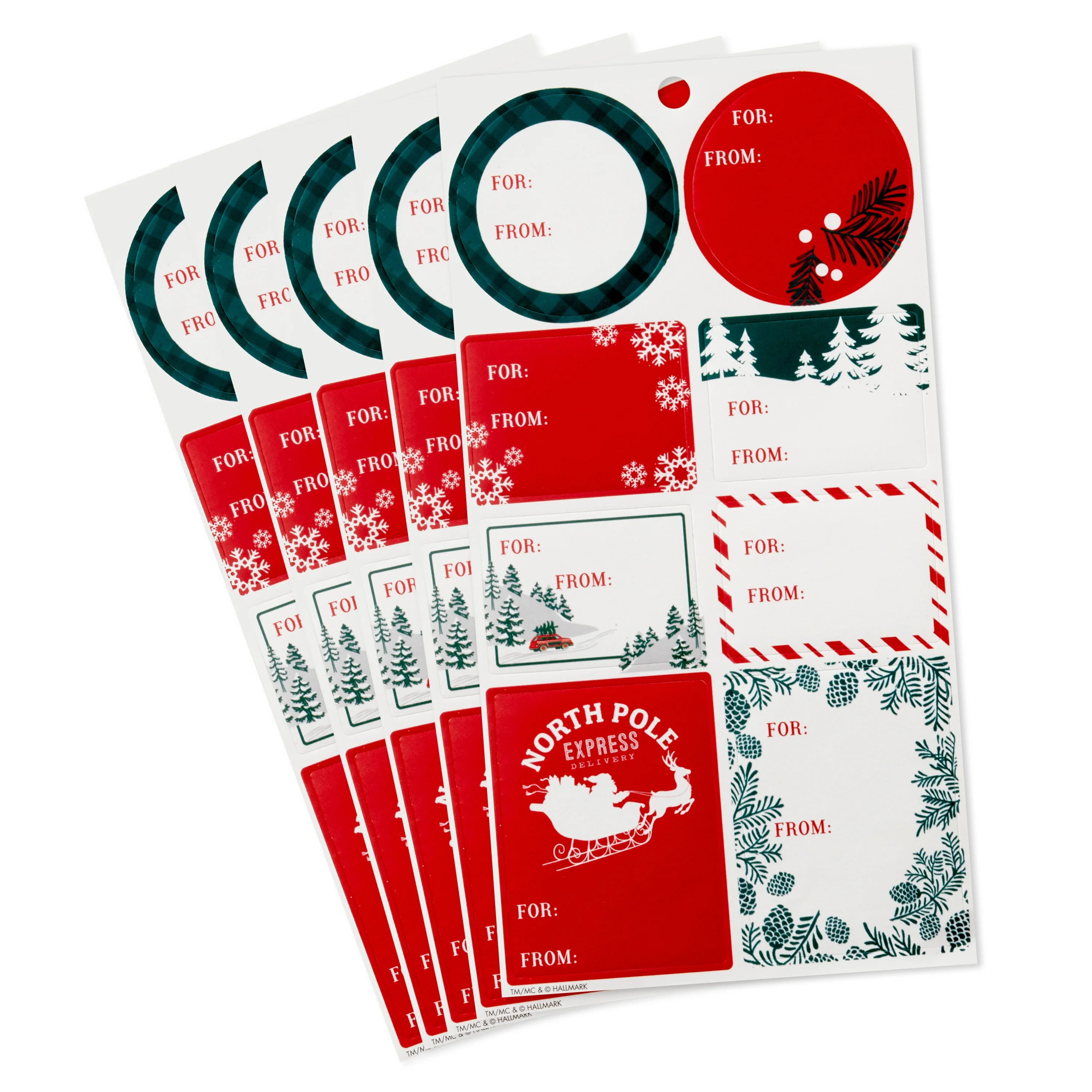Hallmark Christmas Sticker Gift Tags (5 Sheets: 40 Sticker Seals Total) Red, Green, White | Walmart (US)