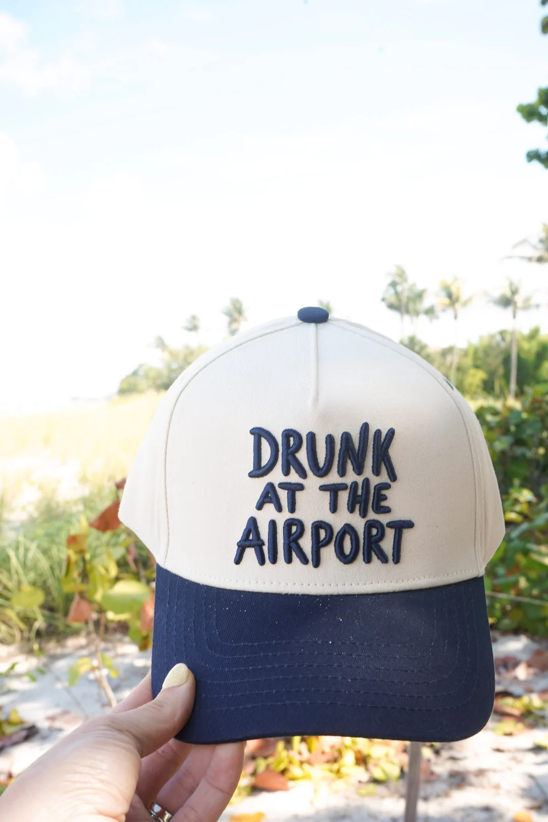 Drunk at the Airport - Navy Trucker Hat | KenzKustomz